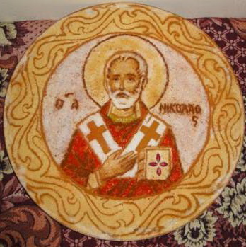 Тканый образ святителя Николая Чудотворца со Святой Горы Афон